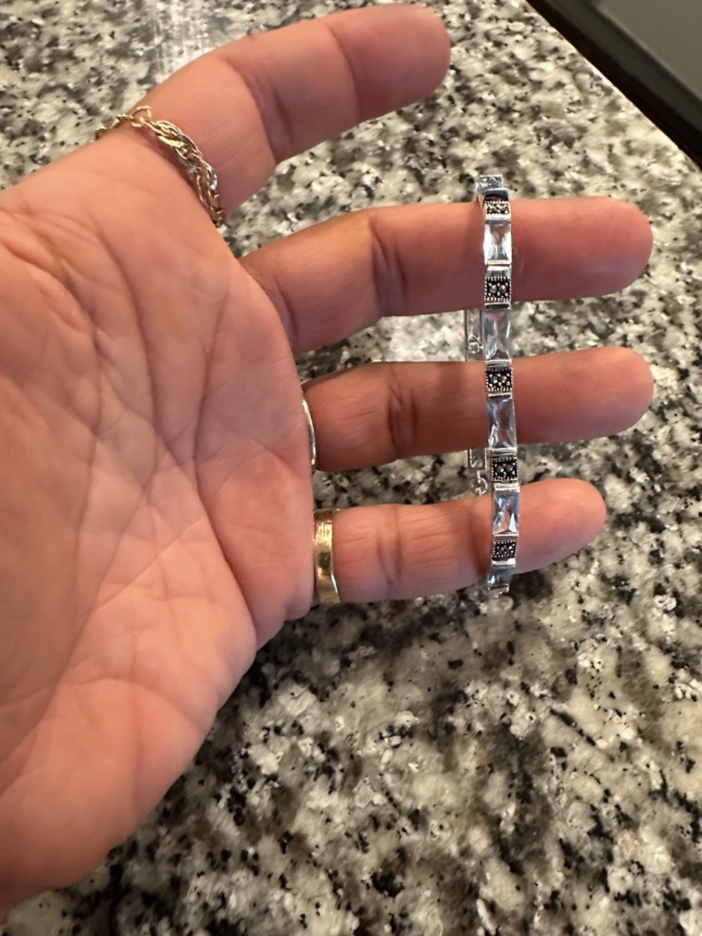 Sterling Silver Textured Link Bracelet - Silver